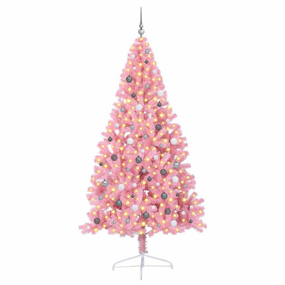 Kunstmatig Voorverlicht Kerstboom met 300 LED Roze 240 cm PVC