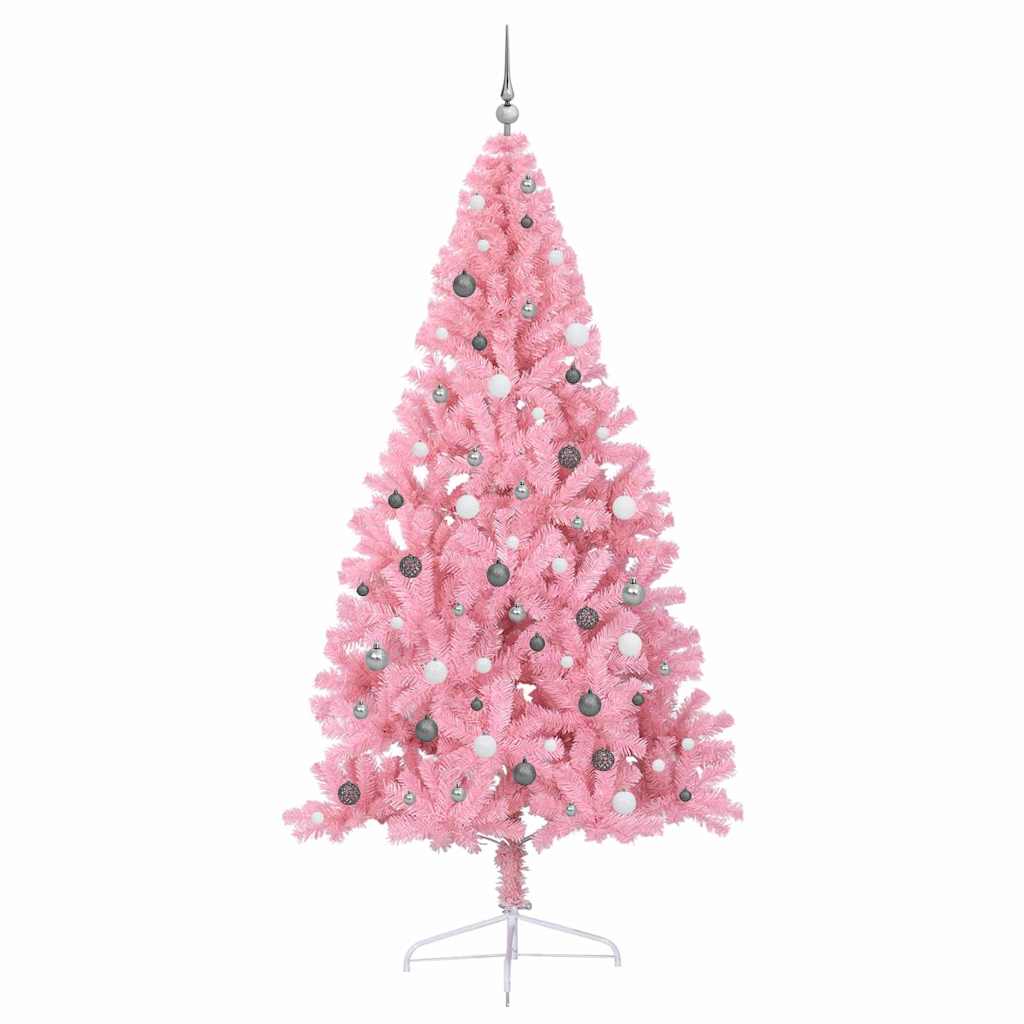 Kunstmatig Voorverlicht Kerstboom met 300 LED Roze 240 cm PVC