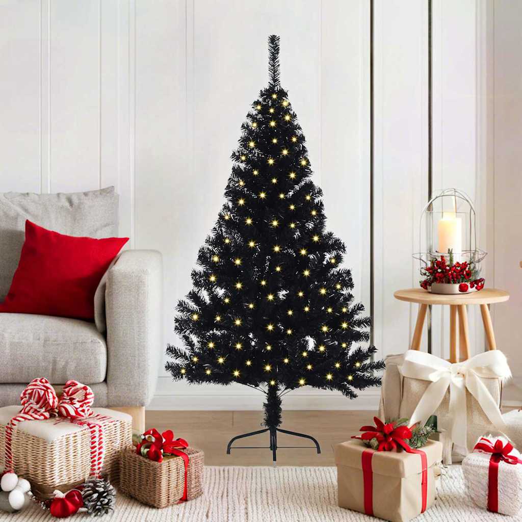 Kunstmatig Voorverlicht Kerstboom met 150 LED Zwart 120 cm PVC