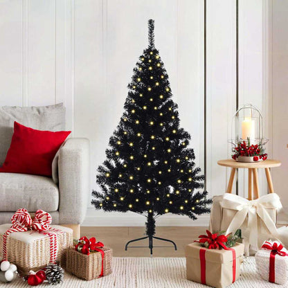 Kunstmatig Voorverlicht Kerstboom met 150 LED Zwart 120 cm PVC