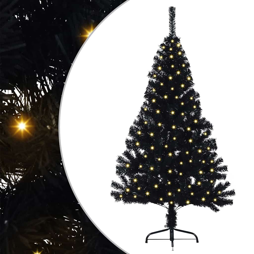 Kunstmatig Voorverlicht Kerstboom met 150 LED Zwart 120 cm PVC