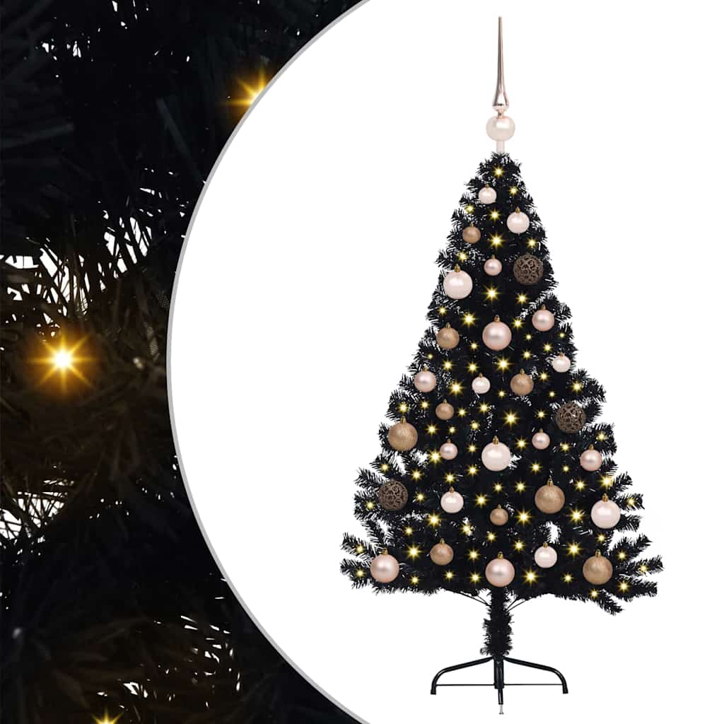 Kunstmatig Voorverlicht Kerstboom met 150 LED Zwart 120 cm PVC