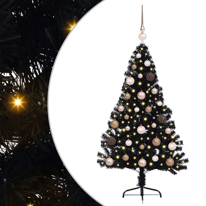 Kunstmatig Voorverlicht Kerstboom met 150 LED Zwart 120 cm PVC