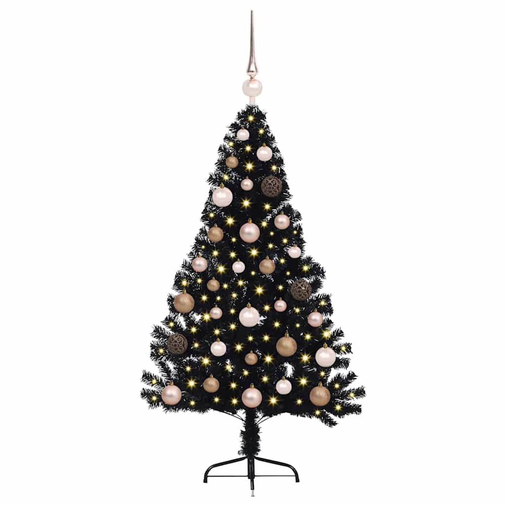 Kunstmatig Voorverlicht Kerstboom met 150 LED Zwart 120 cm PVC