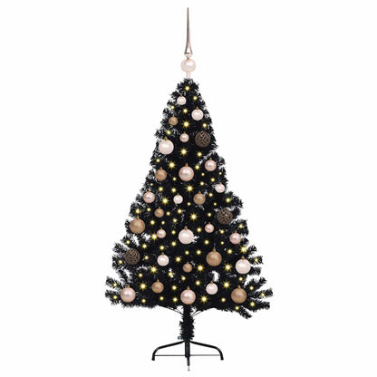 Kunstmatig Voorverlicht Kerstboom met 150 LED Zwart 120 cm PVC