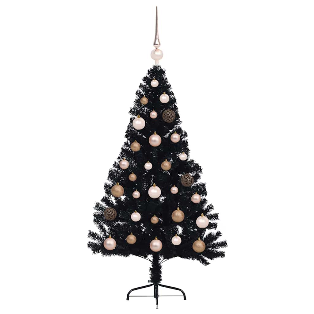 Kunstmatig Voorverlicht Kerstboom met 150 LED Zwart 120 cm PVC