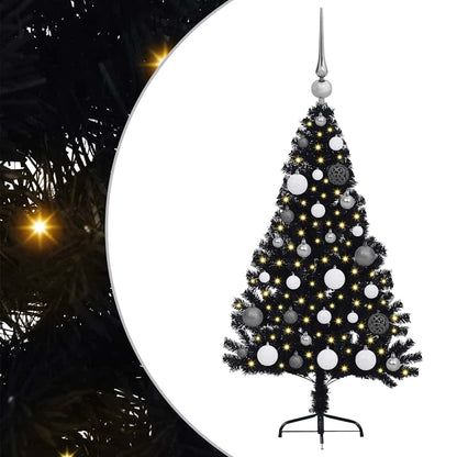 Kunstmatig Voorverlicht Kerstboom met 150 LED Zwart 120 cm PVC