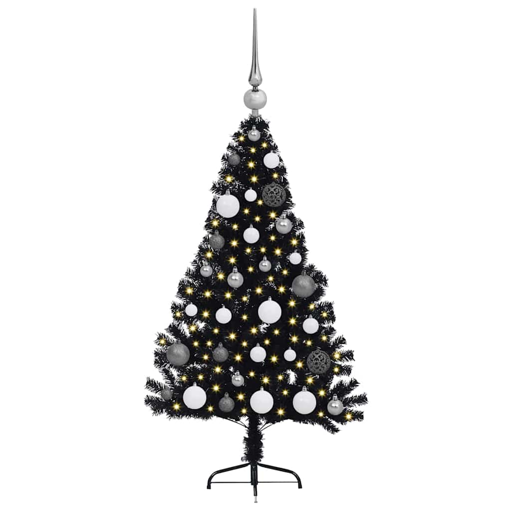 Kunstmatig Voorverlicht Kerstboom met 150 LED Zwart 120 cm PVC