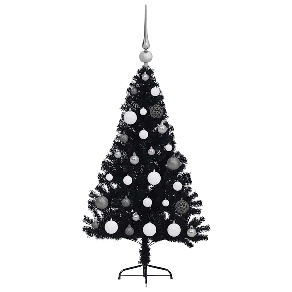 Kunstmatig Voorverlicht Kerstboom met 150 LED Zwart 120 cm PVC