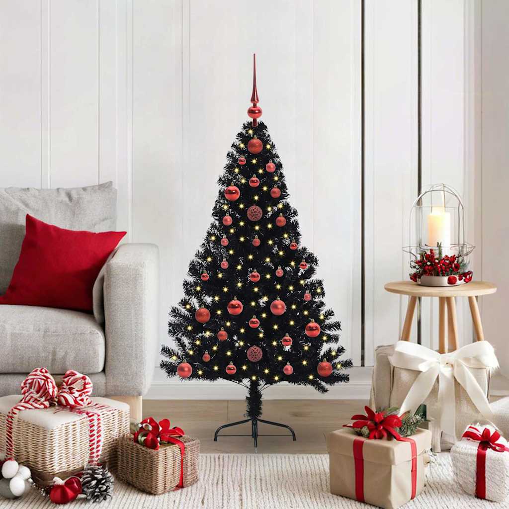 Kunstmatig Voorverlicht Kerstboom met 150 LED Zwart 120 cm PVC