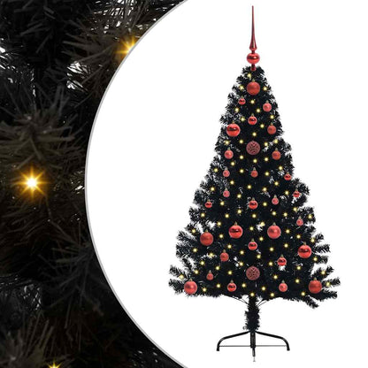 Kunstmatig Voorverlicht Kerstboom met 150 LED Zwart 120 cm PVC