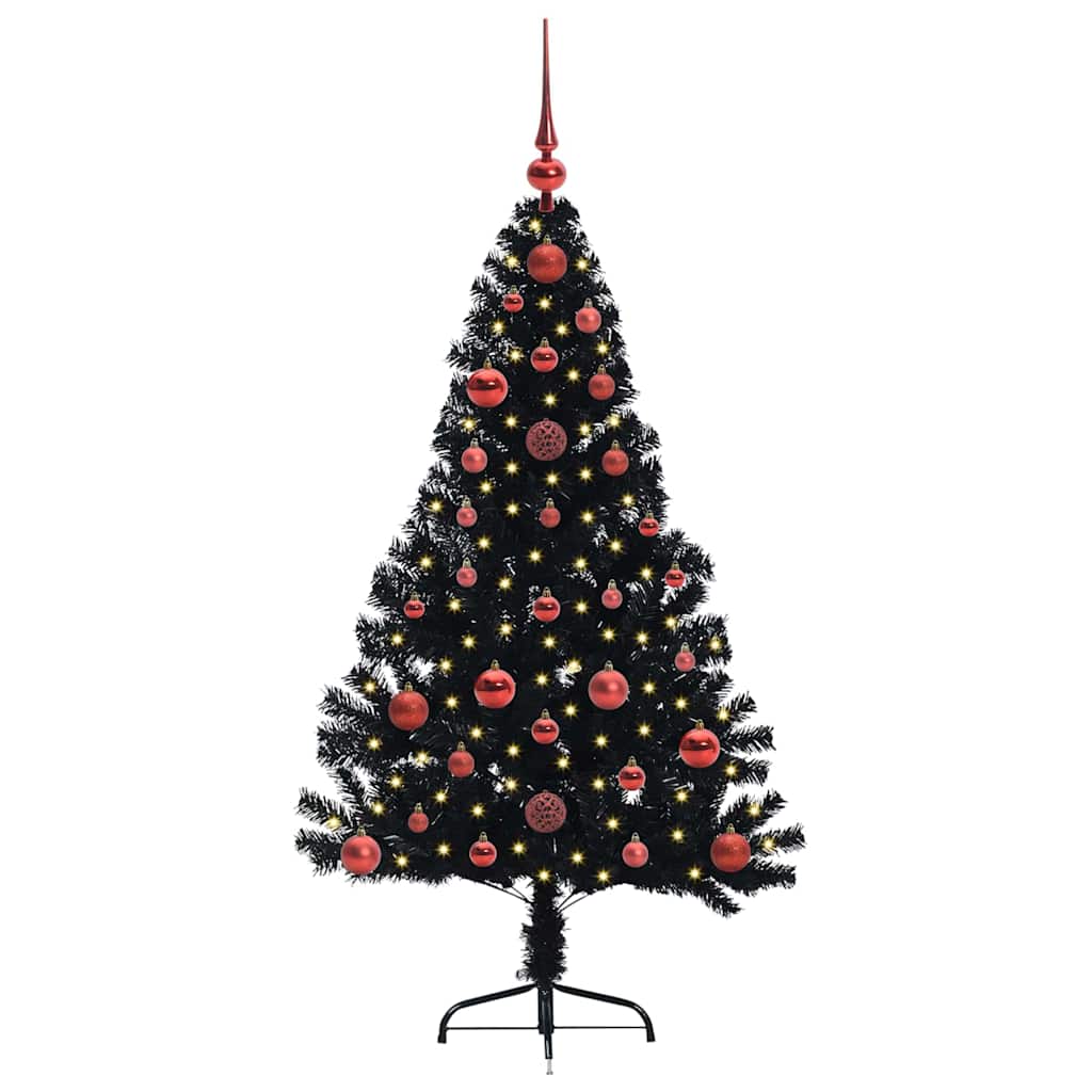 Kunstmatig Voorverlicht Kerstboom met 150 LED Zwart 120 cm PVC