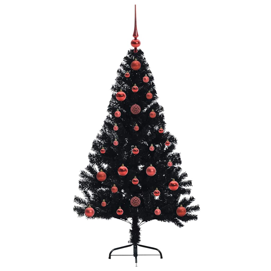 Kunstmatig Voorverlicht Kerstboom met 150 LED Zwart 120 cm PVC