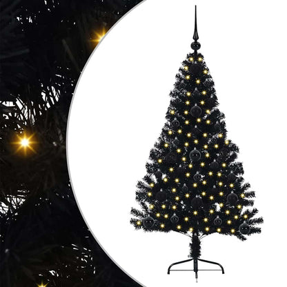 Kunstmatig Voorverlicht Kerstboom met 150 LED Zwart 120 cm PVC