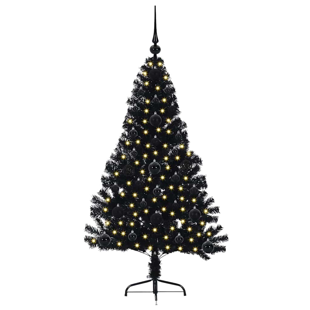Kunstmatig Voorverlicht Kerstboom met 150 LED Zwart 120 cm PVC