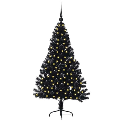 Kunstmatig Voorverlicht Kerstboom met 150 LED Zwart 120 cm PVC