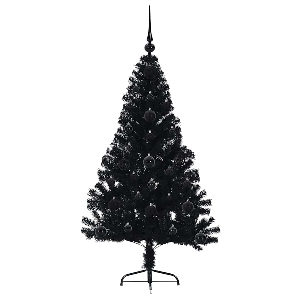 Kunstmatig Voorverlicht Kerstboom met 150 LED Zwart 120 cm PVC