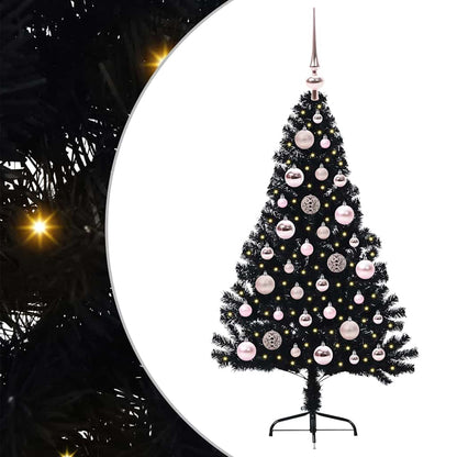 Kunstmatig Voorverlicht Kerstboom met 150 LED Zwart 120 cm PVC