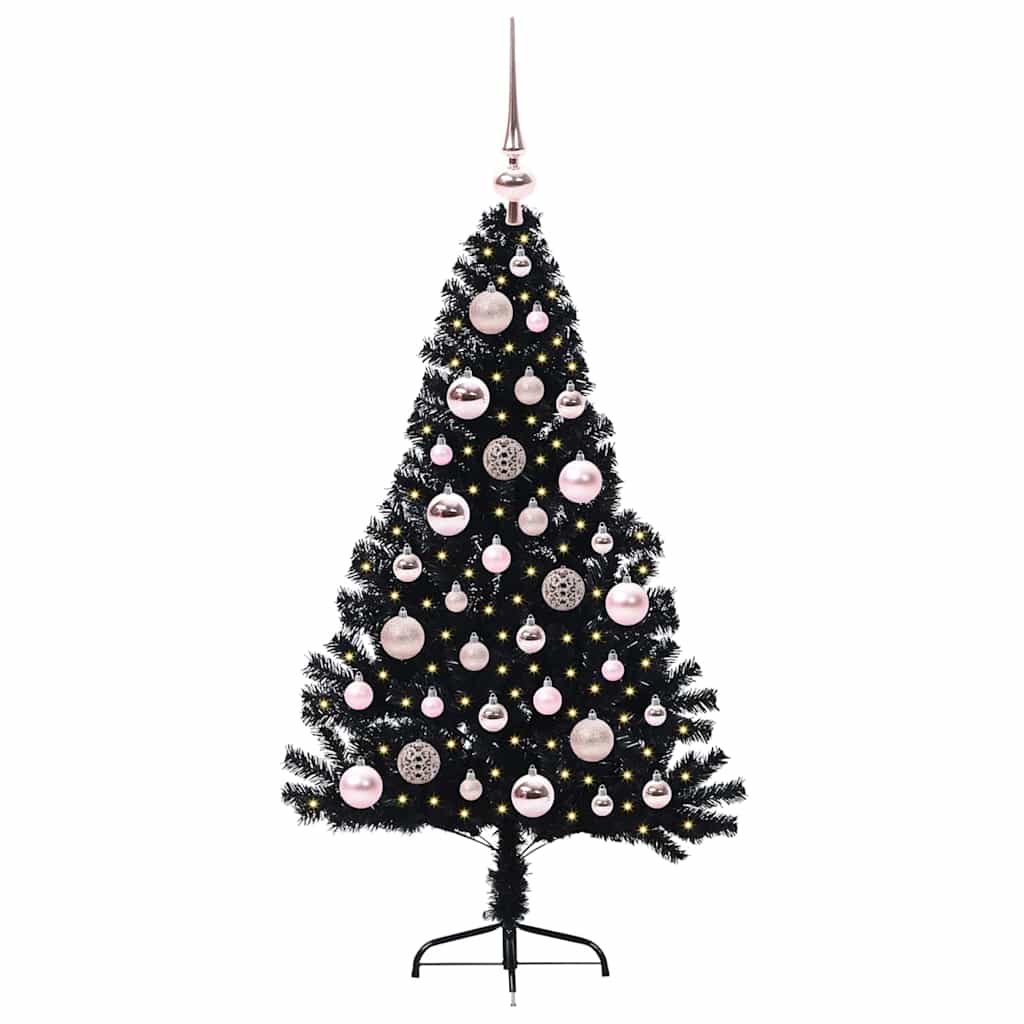 Kunstmatig Voorverlicht Kerstboom met 150 LED Zwart 120 cm PVC