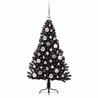 Kunstmatig Voorverlicht Kerstboom met 150 LED Zwart 120 cm PVC