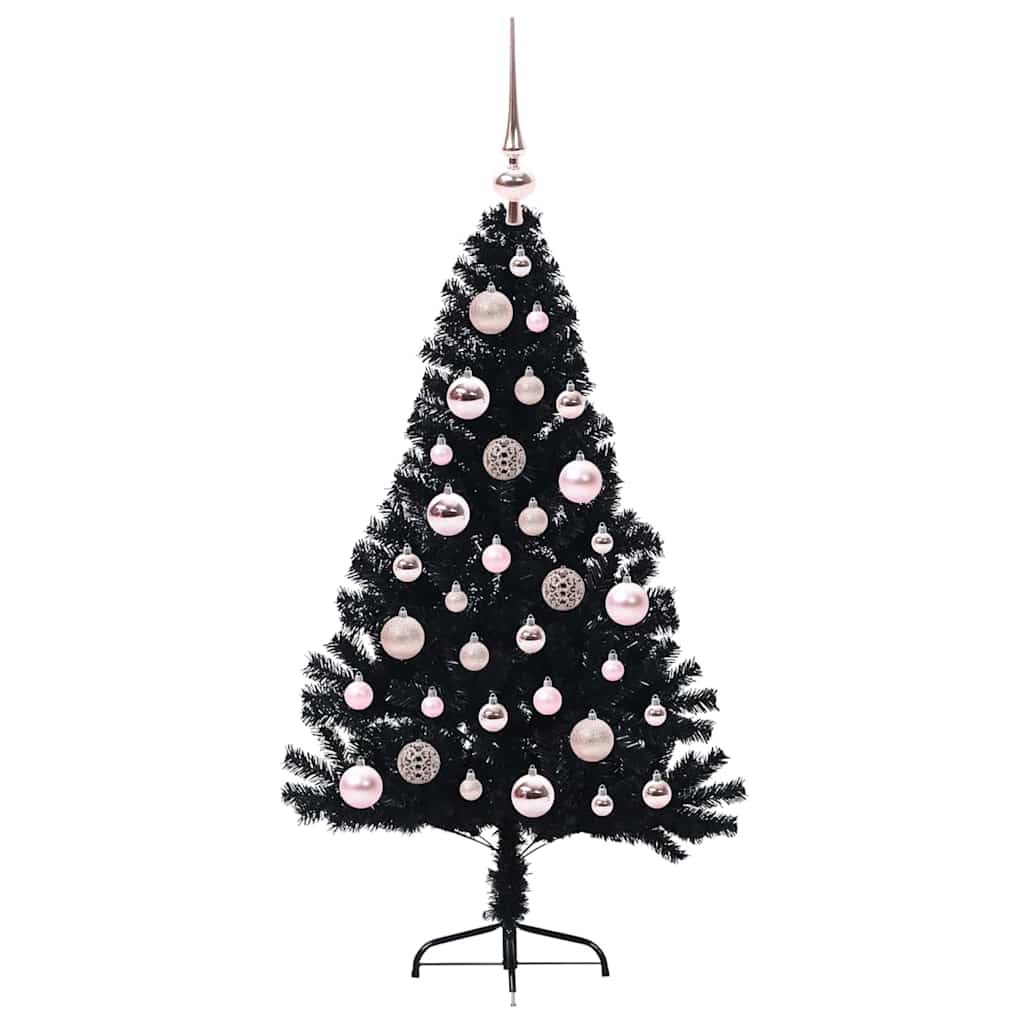 Kunstmatig Voorverlicht Kerstboom met 150 LED Zwart 120 cm PVC