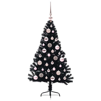 Kunstmatig Voorverlicht Kerstboom met 150 LED Zwart 120 cm PVC