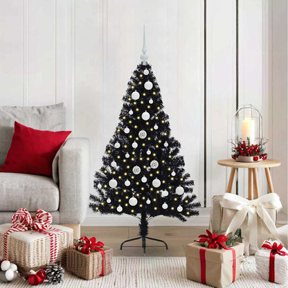 Kunstmatig Voorverlicht Kerstboom met 150 LED Zwart 120 cm PVC