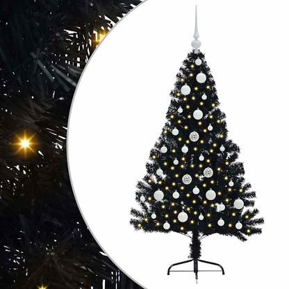 Kunstmatig Voorverlicht Kerstboom met 150 LED Zwart 120 cm PVC