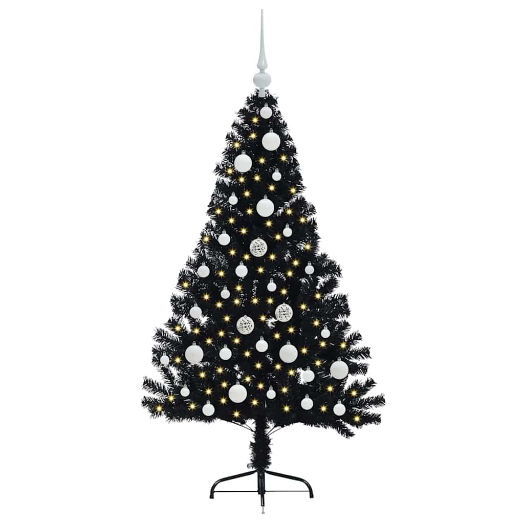 Kunstmatig Voorverlicht Kerstboom met 150 LED Zwart 120 cm PVC