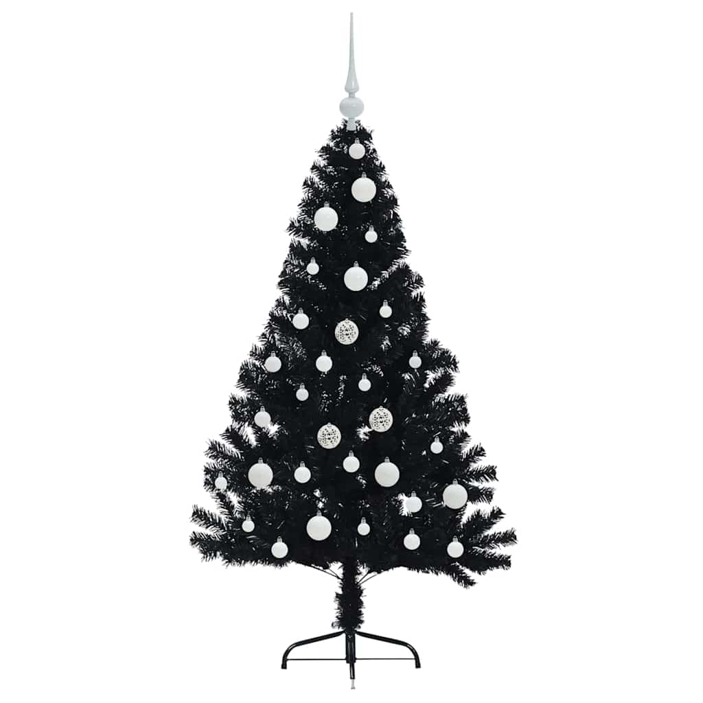 Kunstmatig Voorverlicht Kerstboom met 150 LED Zwart 120 cm PVC