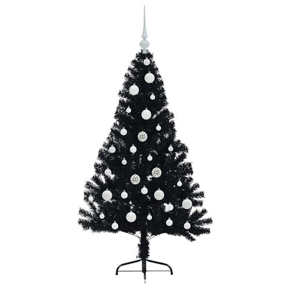 Kunstmatig Voorverlicht Kerstboom met 150 LED Zwart 120 cm PVC