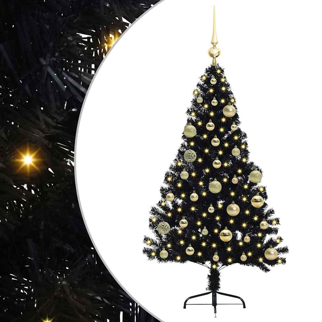 Kunstmatig Voorverlicht Kerstboom met 150 LED Zwart 120 cm PVC