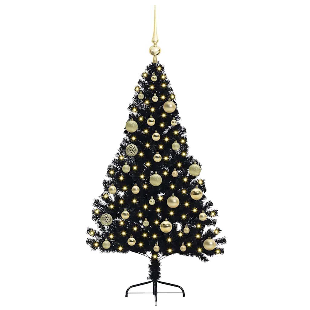 Kunstmatig Voorverlicht Kerstboom met 150 LED Zwart 120 cm PVC