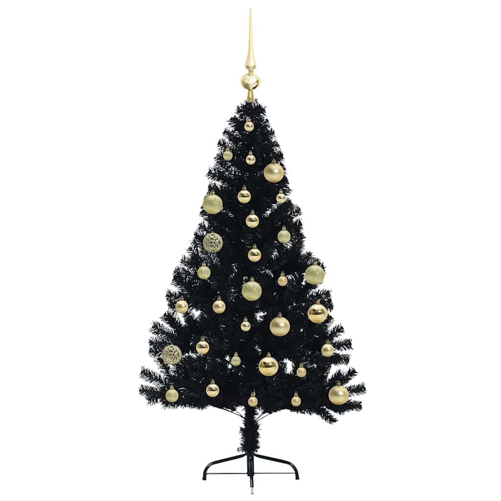 Kunstmatig Voorverlicht Kerstboom met 150 LED Zwart 120 cm PVC