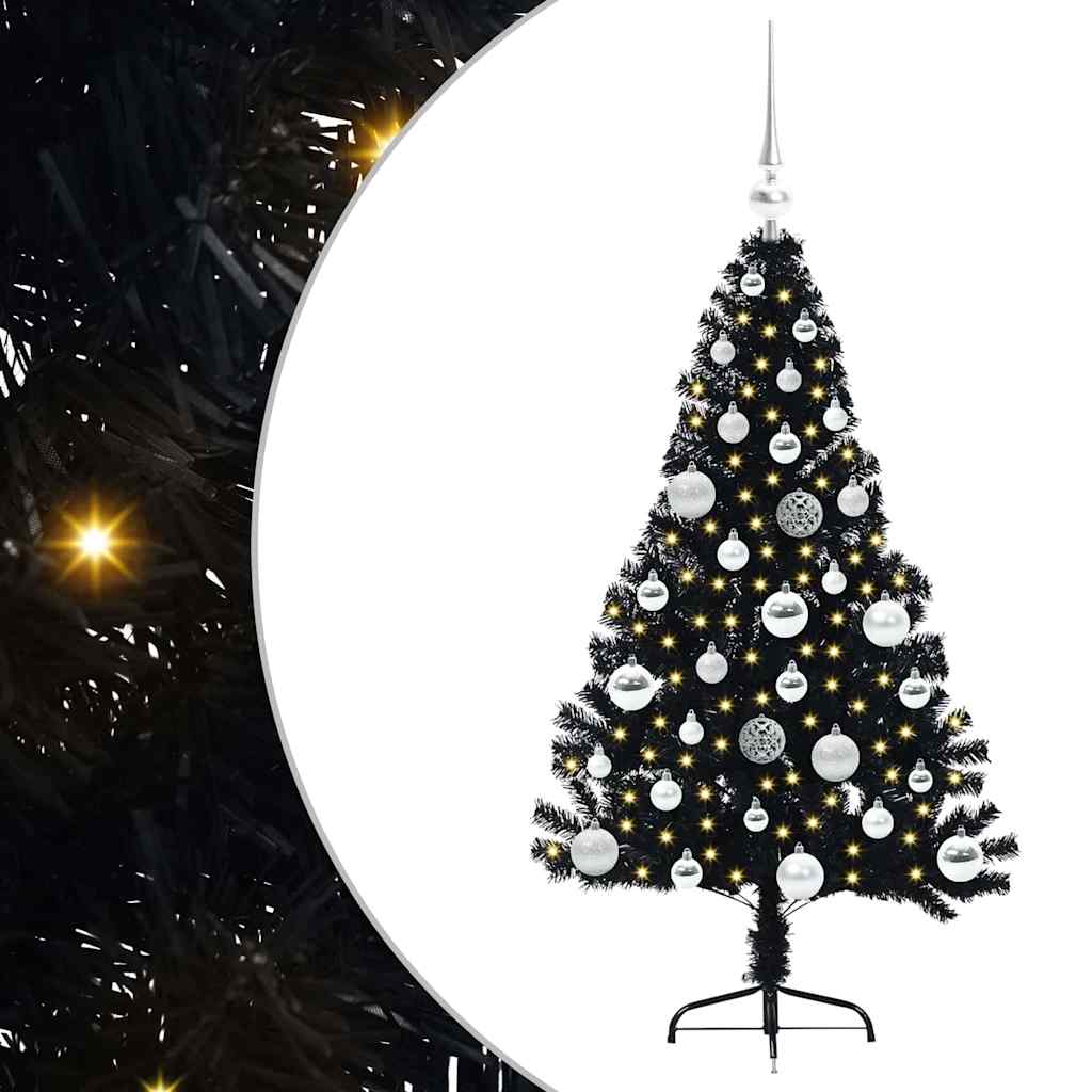 Kunstmatig Voorverlicht Kerstboom met 150 LED Zwart 120 cm PVC