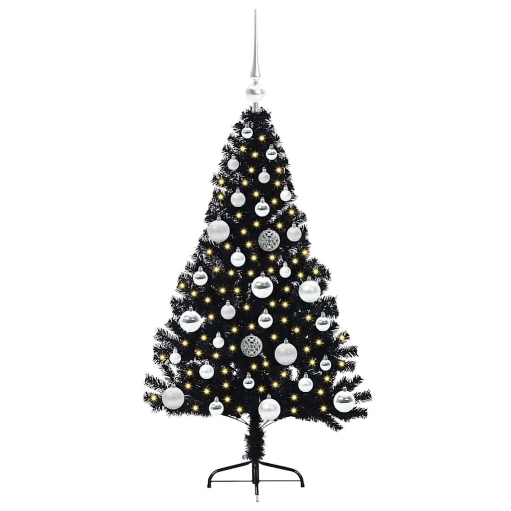 Kunstmatig Voorverlicht Kerstboom met 150 LED Zwart 120 cm PVC