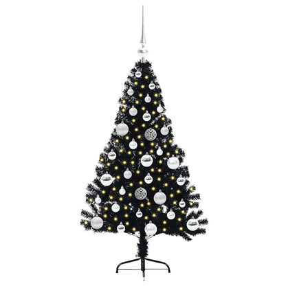 Kunstmatig Voorverlicht Kerstboom met 150 LED Zwart 120 cm PVC