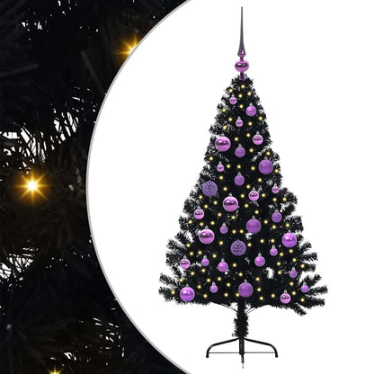Kunstmatig Voorverlicht Kerstboom met 150 LED Zwart 120 cm PVC
