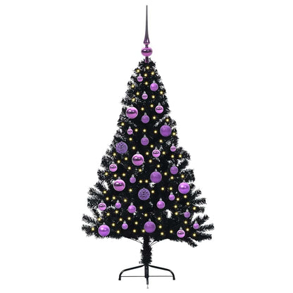 Kunstmatig Voorverlicht Kerstboom met 150 LED Zwart 120 cm PVC
