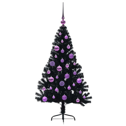 Kunstmatig Voorverlicht Kerstboom met 150 LED Zwart 120 cm PVC