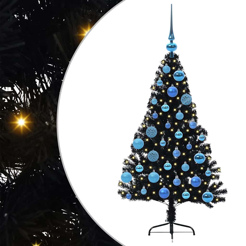 Kunstmatig Voorverlicht Kerstboom met 150 LED Zwart 120 cm PVC