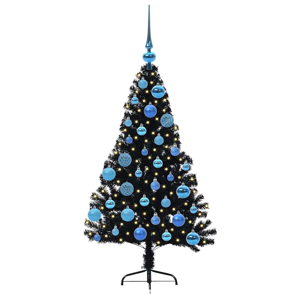 Kunstmatig Voorverlicht Kerstboom met 150 LED Zwart 120 cm PVC