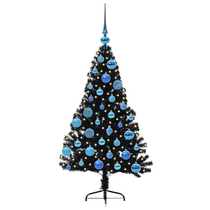 Kunstmatig Voorverlicht Kerstboom met 150 LED Zwart 120 cm PVC