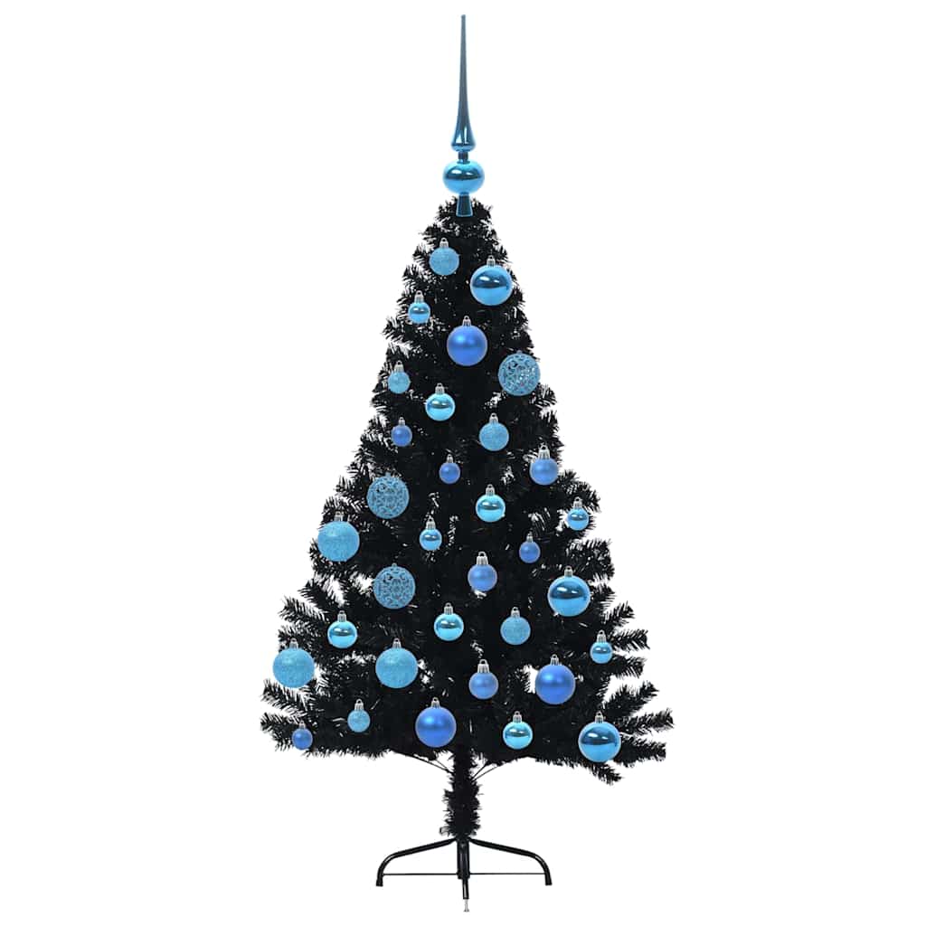 Kunstmatig Voorverlicht Kerstboom met 150 LED Zwart 120 cm PVC