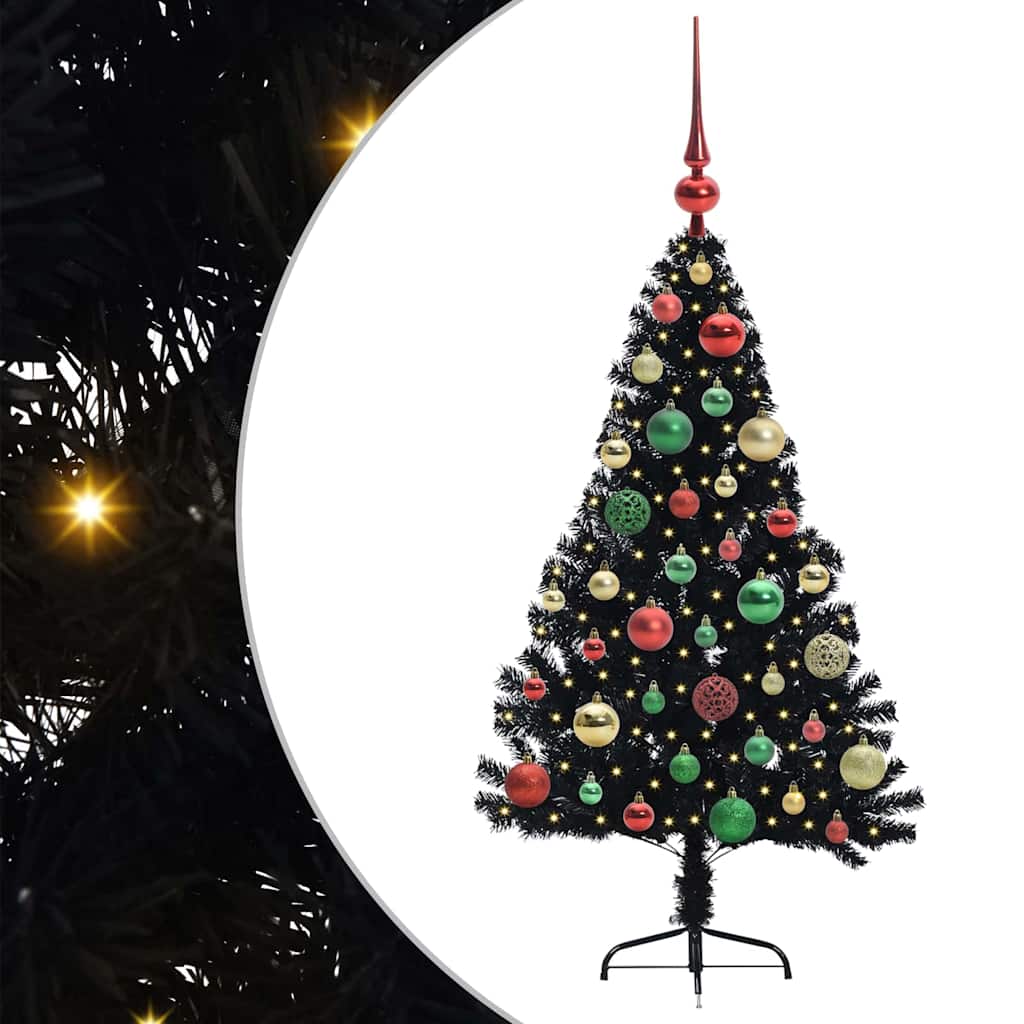 Kunstmatig Voorverlicht Kerstboom met 150 LED Zwart 120 cm PVC