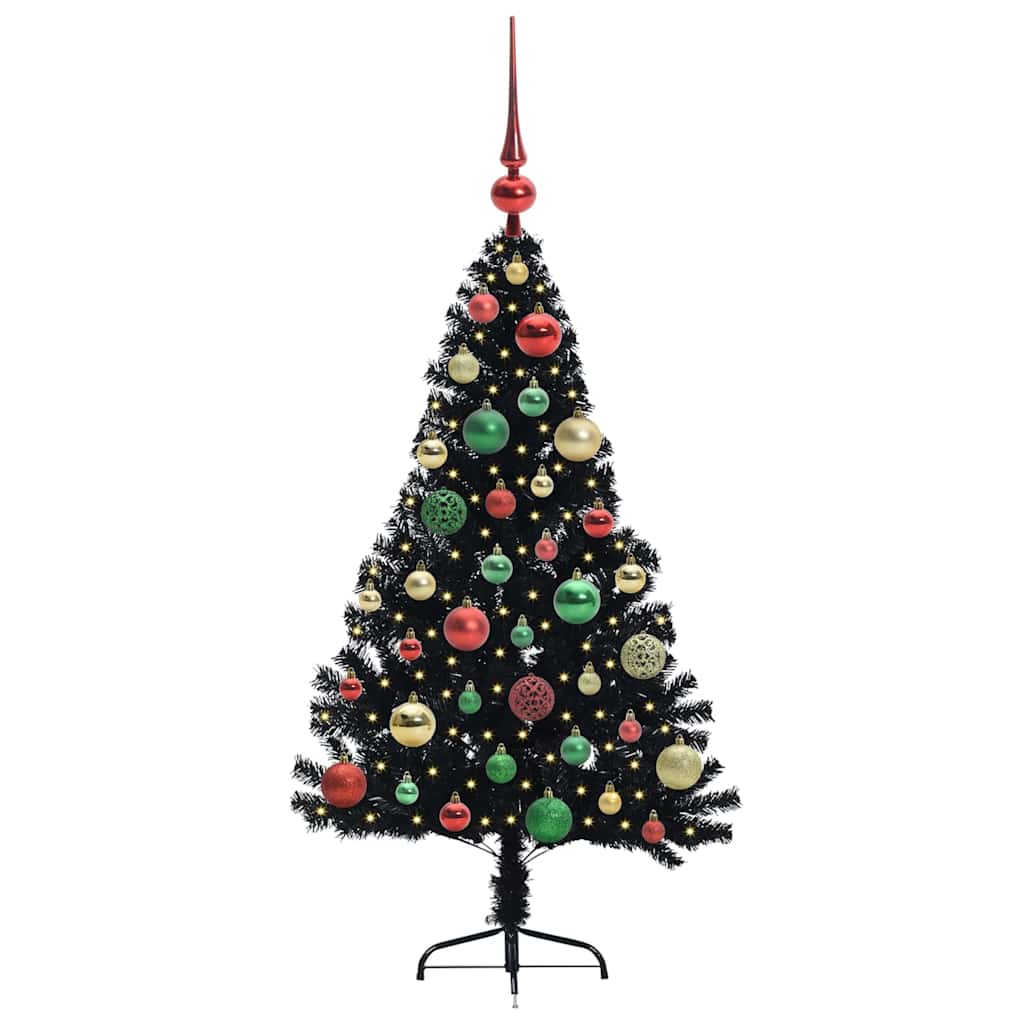 Kunstmatig Voorverlicht Kerstboom met 150 LED Zwart 120 cm PVC