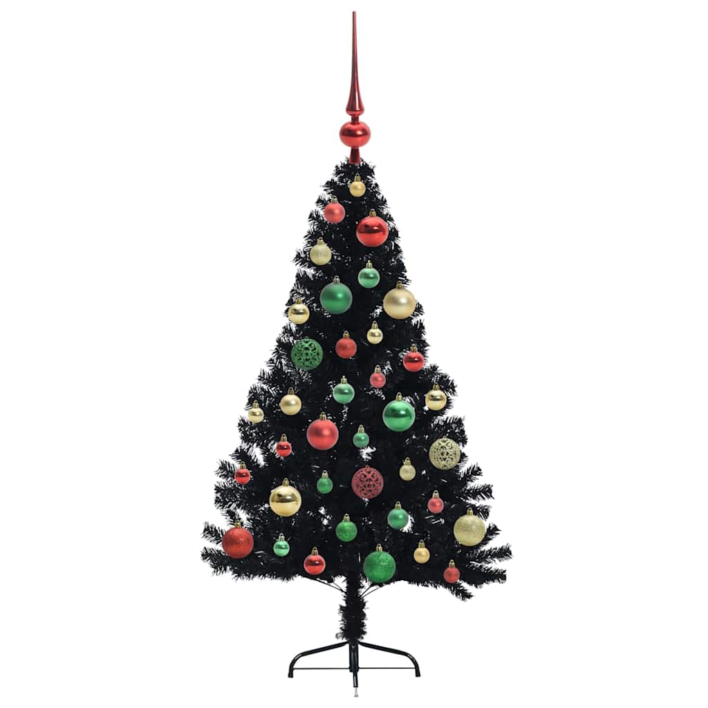Kunstmatig Voorverlicht Kerstboom met 150 LED Zwart 120 cm PVC