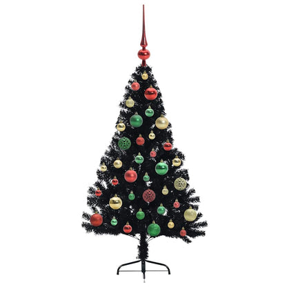 Kunstmatig Voorverlicht Kerstboom met 150 LED Zwart 120 cm PVC
