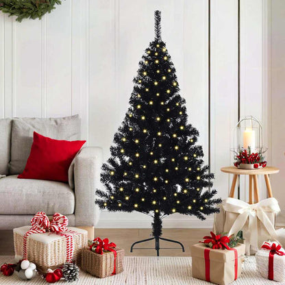 Kunstmatig Voorverlicht Kerstboom met 150 LED Zwart 150 cm PVC