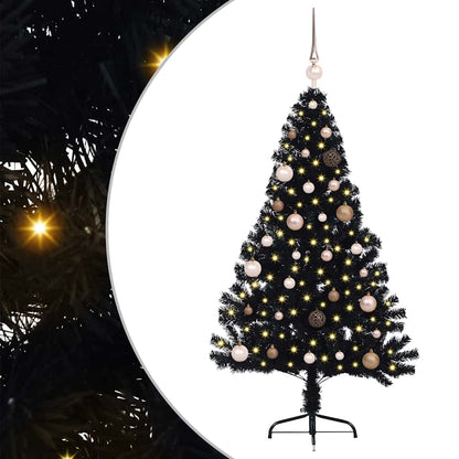 Kunstmatig Voorverlicht Kerstboom met 150 LED Zwart 150 cm PVC